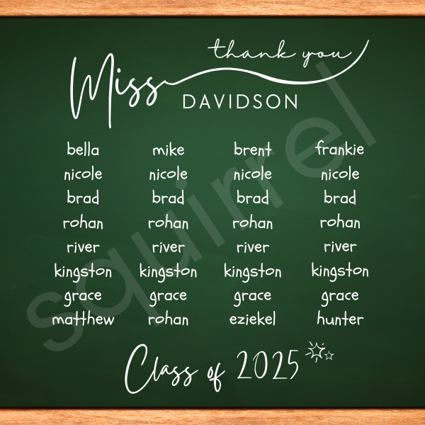 Custom Teacher Gift - Class Names & Year 2"x2"