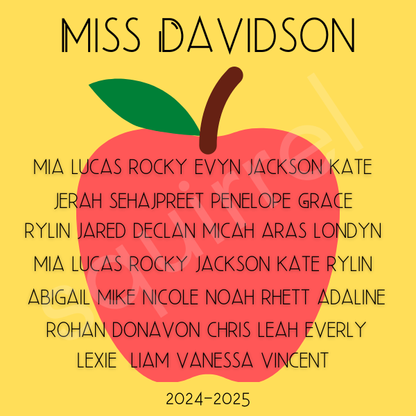 Custom Teacher Gift - Class Names & Year 2"x2"