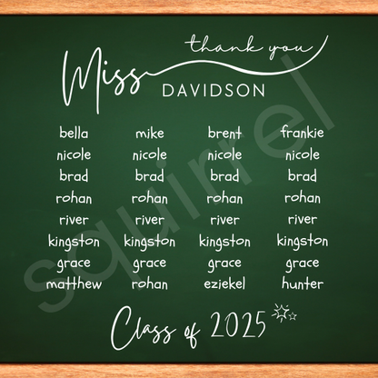 Custom Teacher Gift - Class Names & Year 2"x2"