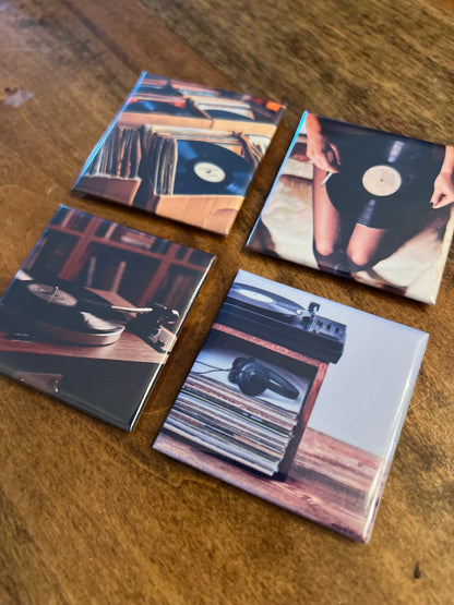 Retro Vinyl Vibes Magnet 4-Pack