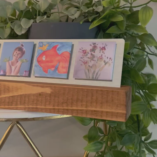 magnet stand magnet display wooden base magnet display aesthetic design home decor stand magnetic board magnets memories keepsakes  