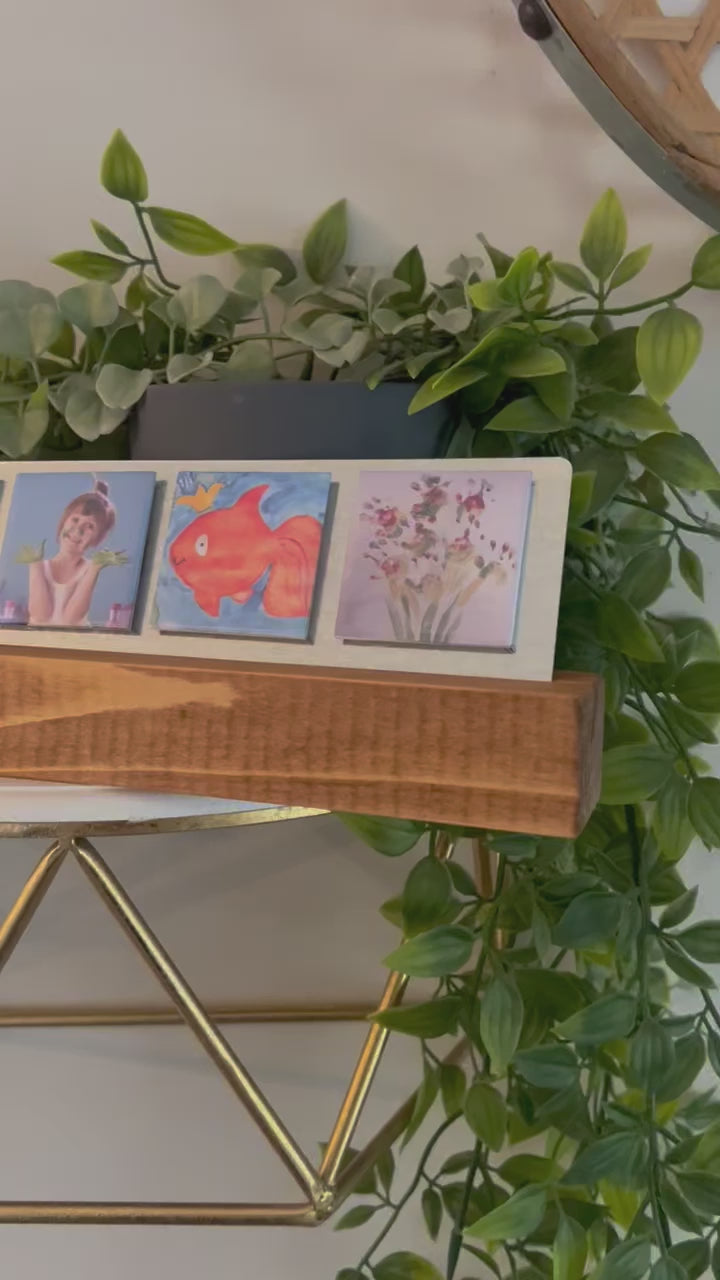 magnet stand magnet display wooden base magnet display aesthetic design home decor stand magnetic board magnets memories keepsakes  